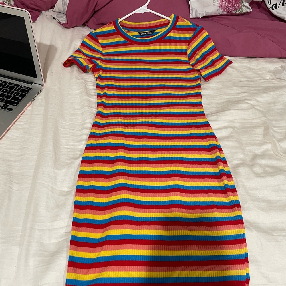 Stripes colorful dress never worn from shein!